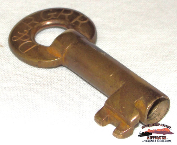 D&Rgrr - Denver & Rio Grande Railroad Brass Switch Key W/Large Serif Letters Railroadiana